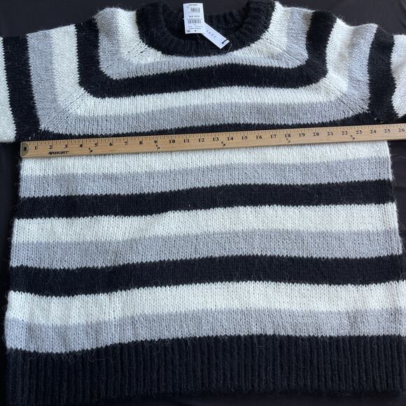 Sanctuary Womens Sweater XXL Black White Striped Eyelash Pullover Mohair - Picture 7 of 9